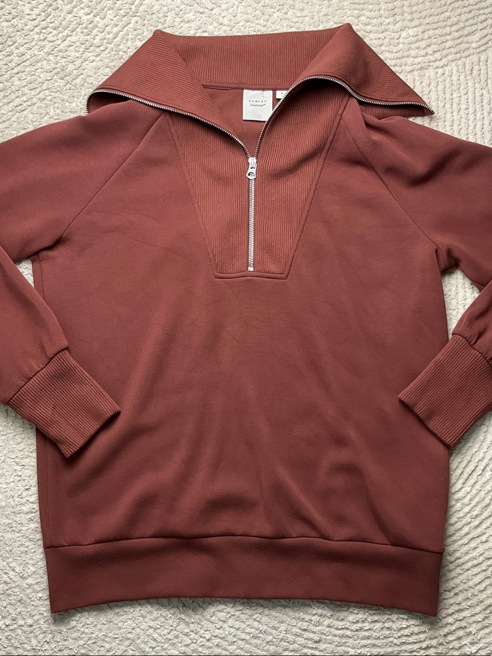 Varley DoubleSoft Half-Zip Pullover in Brown Small